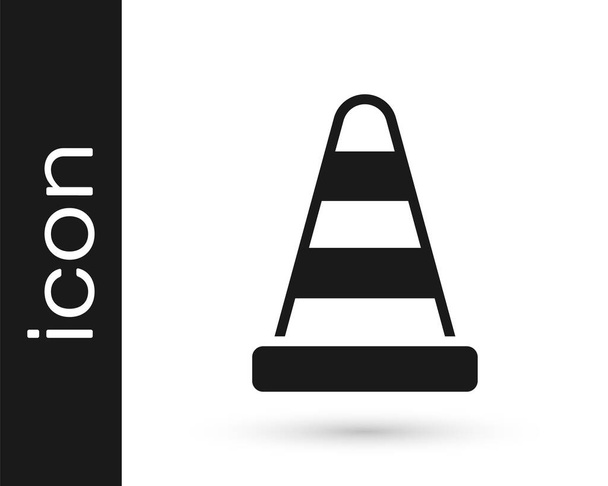 Zwarte Verkeerskegel pictogram geïsoleerd op witte achtergrond. Vector. - Vector, afbeelding