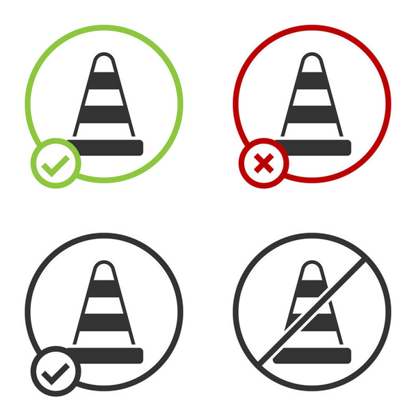 Schwarzes Verkehrskegel-Symbol auf weißem Hintergrund. Kreis-Taste. Vektor. - Vektor, Bild