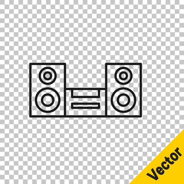 Black line Home sztereó két hangszóró ikon elszigetelt átlátszó háttérrel. Zenei rendszer. Vektor. - Vektor, kép