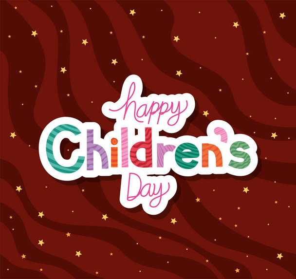 Happy childrens day with stars vector design - Vektor, obrázek
