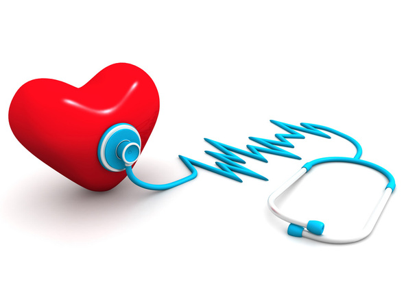 Červené srdce a stetoskop - Fotografie, Obrázek