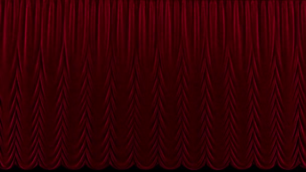 Cortina de teatro roja en el teatro con canal alfa - Imágenes, Vídeo