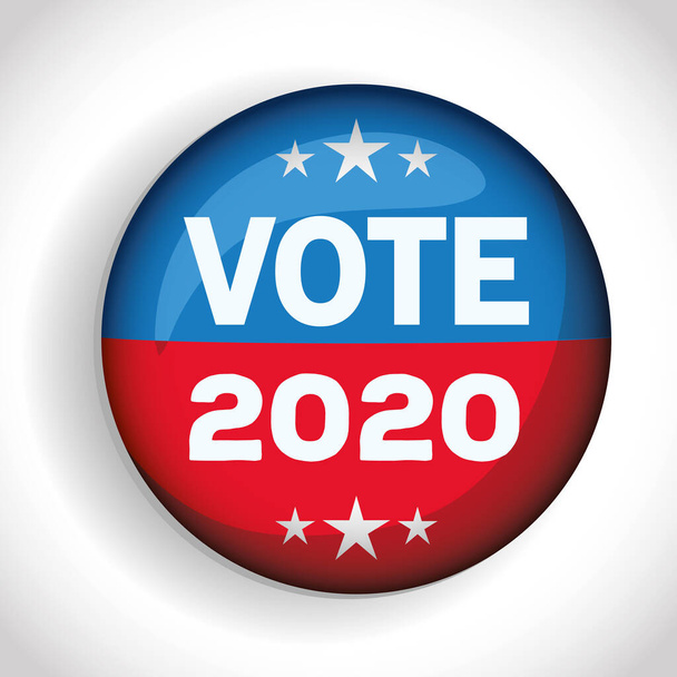 Presidential election usa vote 2020 button with stars vector design - Vector, Image