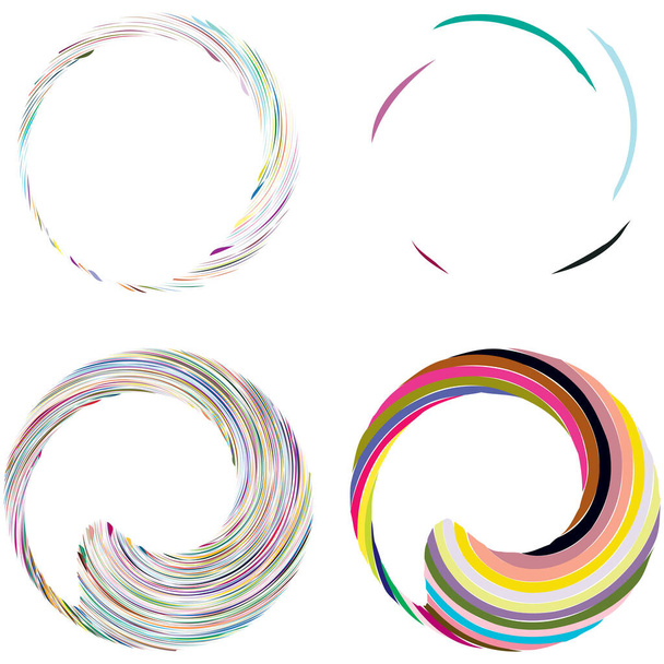Circular Spiral, swirl, twirl design element. Concentric, radial and radiating burst of lines with rotation, gyre and curved distortion - Vecteur, image