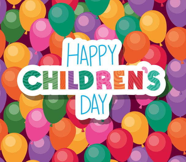 Glückliche Kinder Tag auf Luftballons Hintergrund Vektor-Design - Vektor, Bild