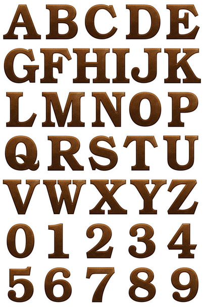 Set of Leather texture english alphabet set, isolated on white background - Foto, immagini