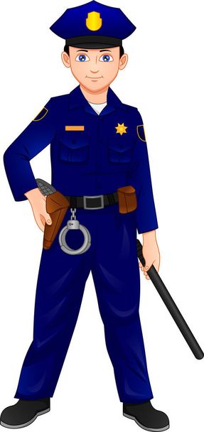 policjant pozowanie z pałkami - Wektor, obraz