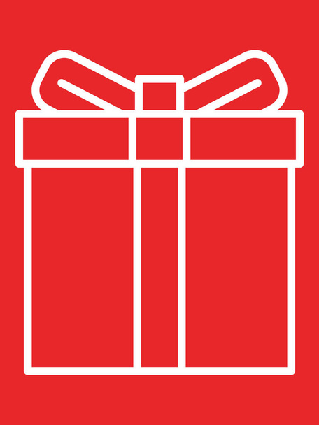 Icona con simbolo di Natale bianco di un regalo avvolto su sfondo rosso - Vettoriali, immagini