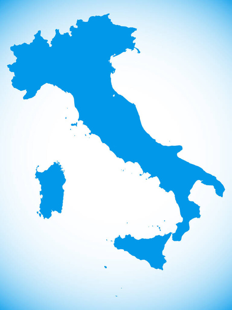 Blue Map of European Country of Italy on Blue Gradient Background - Διάνυσμα, εικόνα