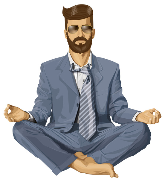 Üzletember meditál - Vektor, kép