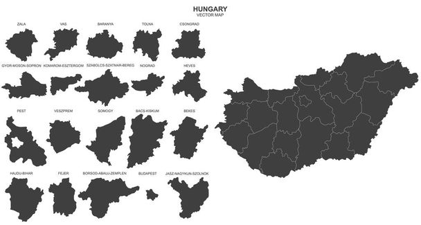mapa wektorowa Węgier na przejrzystym tle - Wektor, obraz
