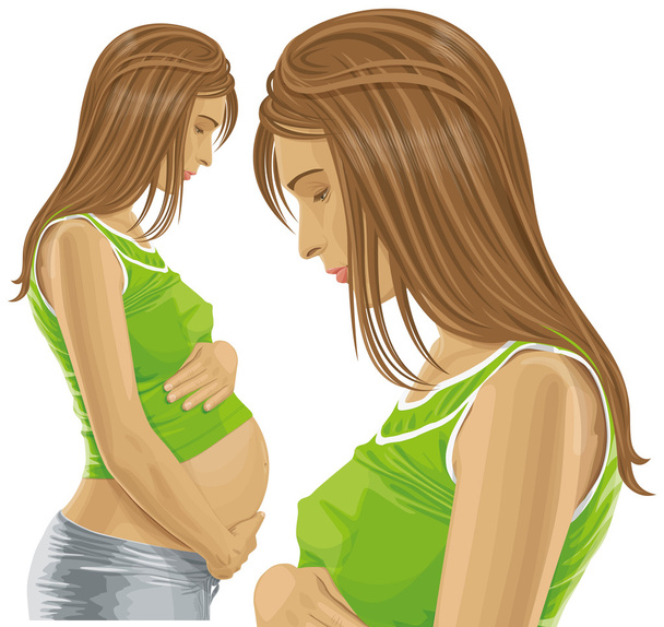 Mulher grávida com barriga
 - Vetor, Imagem