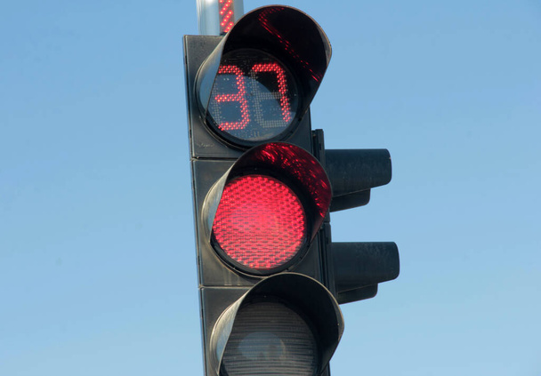 traffic warning lights on road - Foto, Bild