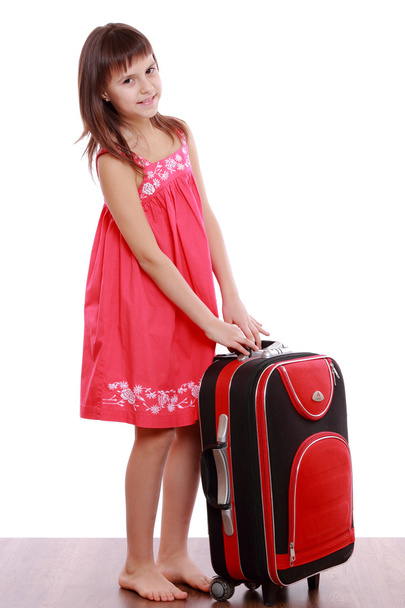 Little girl with suitcase - Zdjęcie, obraz