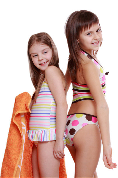 Girls holding towel - Foto, Imagen