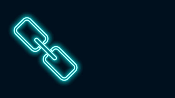 Gloeiende neon lijn Chain link pictogram geïsoleerd op zwarte achtergrond. Link alleenstaand. Hyperlink kettingsymbool. 4K Video motion grafische animatie - Video