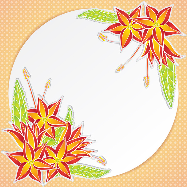 wenskaart met oranje bloemen - Vector, afbeelding