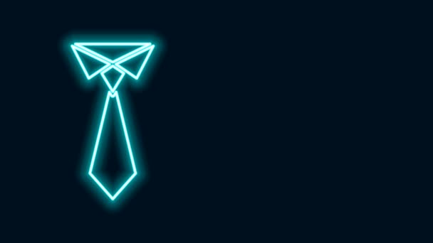 Светящаяся неоновая линия Иконка галстука выделена на черном фоне. Символ галстука и галстука. Видеографическая анимация 4K - Кадры, видео
