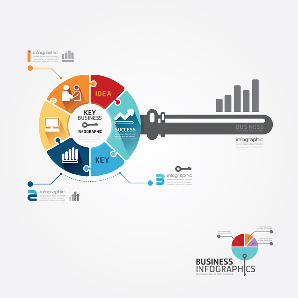Infographic Template with key business jigsaw banner - Vector, Image