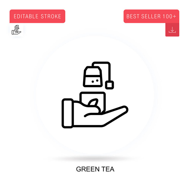 Zöld tea lapos vektor ikon. Vektor elszigetelt koncepció metafora illusztrációk. - Vektor, kép