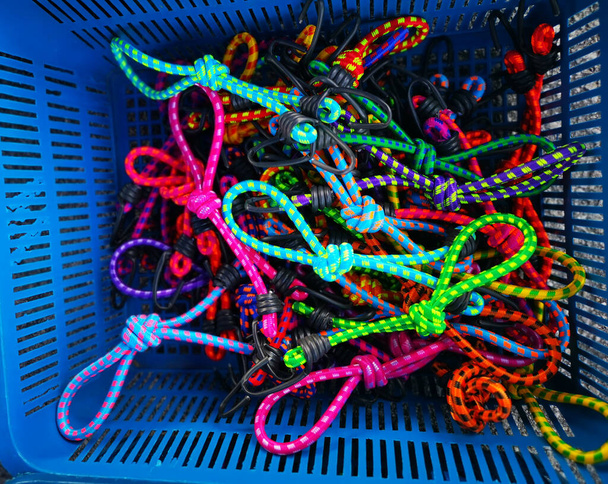 színes rugalmas bungee zsinór kampók - Fotó, kép