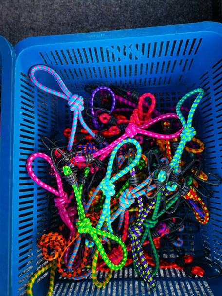 colorida elástico bungee cabo ganchos - Foto, Imagem