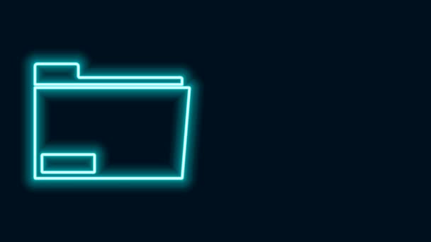 Világító neon vonal Dokumentum mappa ikon elszigetelt fekete háttér. Könyvelési mappa szimbólum. Könyvelés. 4K Videó mozgás grafikus animáció - Felvétel, videó