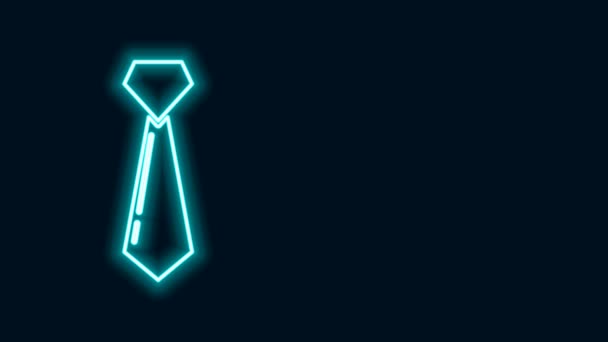 Ligne lumineuse néon Icône de cravate isolée sur fond noir. Cravate et cravate symbole. Animation graphique de mouvement vidéo 4K - Séquence, vidéo