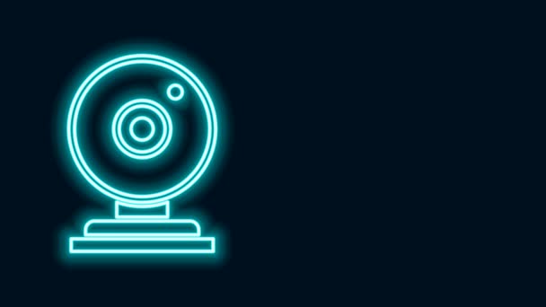 Glowing neon line Web camera icon isolated on black background. Chat camera. Webcam icon. 4K Video motion graphic animation - Footage, Video