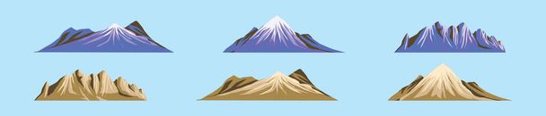 joukko vuori sarjakuva ikoni suunnittelu malli eri malleja. sinisellä pohjalla eristetty vektorikuva - Vektori, kuva