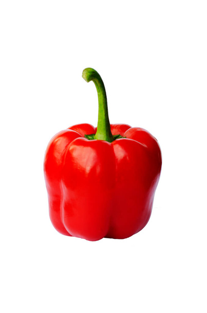 Červená paprika syrové jídlo Izolované na bílém pozadí s oříznutí cesta - Fotografie, Obrázek
