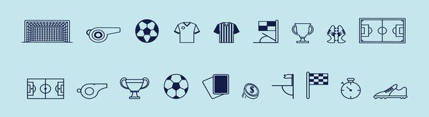 Set von Fußball-Cartoon-Design-Vorlage mit verschiedenen Modellen. Vektor-Illustration isoliert auf blauem Hintergrund - Vektor, Bild