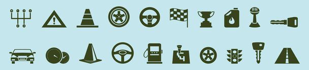 set of car parts cartoon icon design template with various models. vector illustration isolated on blue background - Vector, Image
