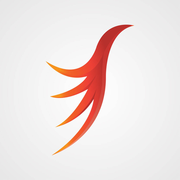 Feuervogel-Vektor-Design-Illustration mit orange roten Farbverlauf - Vektor, Bild