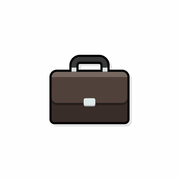 Briefcase Black Stroke en Shadow icon vector geïsoleerd. Platte stijl vector illustratie. - Vector, afbeelding