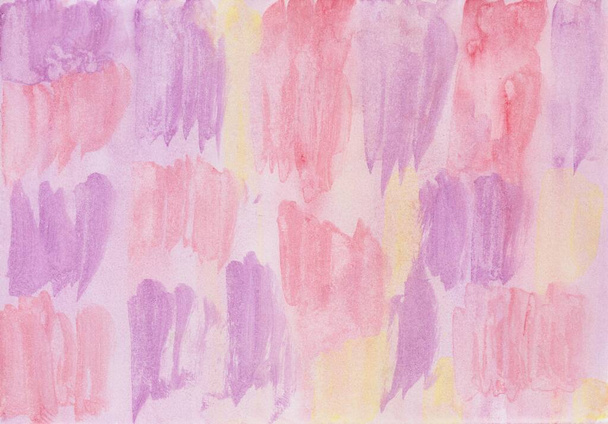 Brushstrokes with watercolor paints in red, purple and pink - Photo, Image