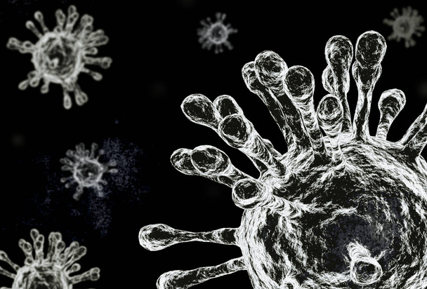 Células germinativas del virus Covid-19 o ilustración del coronavirus Render 3D o fondo abstracto del virus. - Foto, Imagen