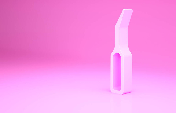 Escalador explorador dental rosa para dentes ícone isolado no fundo rosa. Conceito de minimalismo. 3D ilustração 3D render
. - Foto, Imagem