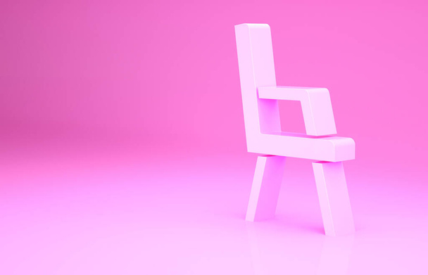 Pink Armchair icon isolated on pink background. Minimalism concept. 3d illustration 3D render. - Photo, Image