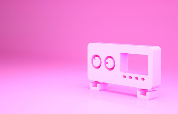Różowy wzmacniacz gitarowy ikona izolowana na różowym tle. Instrumenty muzyczne. Koncepcja minimalizmu. Ilustracja 3D 3D renderowania. - Zdjęcie, obraz