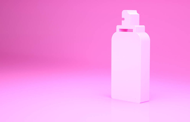 Pink Paint spray can icon isolated on pink background. Minimalism concept. 3d illustration 3D render. - Photo, Image