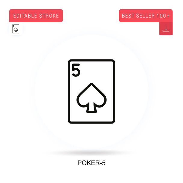 Poker-5 flache Vektor-Symbol. Vektor isolierte Konzeptmetapher-Illustrationen. - Vektor, Bild