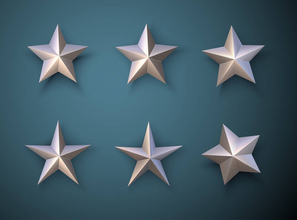 Set of isolated bronze stars on dark blue background. Vector holiday illustration. - Vecteur, image