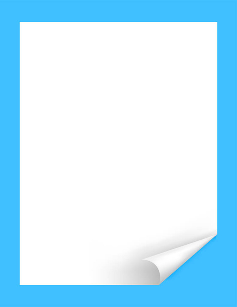 template a4 papier mock-up, papier met krulhoek, leeg wit papierwerk a4 portret verticale lay-out, blanco rechthoek papier voor achtergrond - Vector, afbeelding
