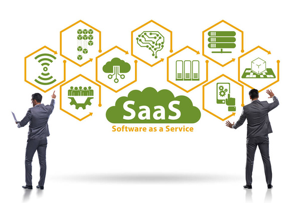 Software als service - SaaS concept met zakenman - Foto, afbeelding