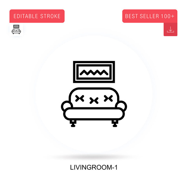 Livingroom-1 flat vector icon. Vector isolated concept metaphor illustrations. - Vector, Image