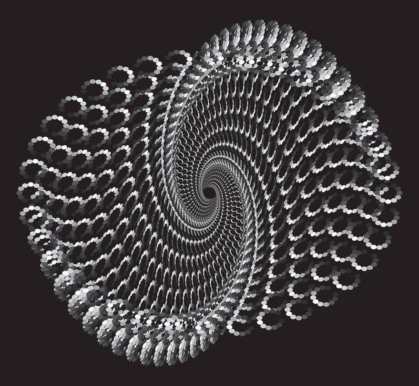 Gevlekte Halftone Vector Spiraal Patroon of Textuur. Stipple Dot Achtergronden met Ellipsen - Vector, afbeelding