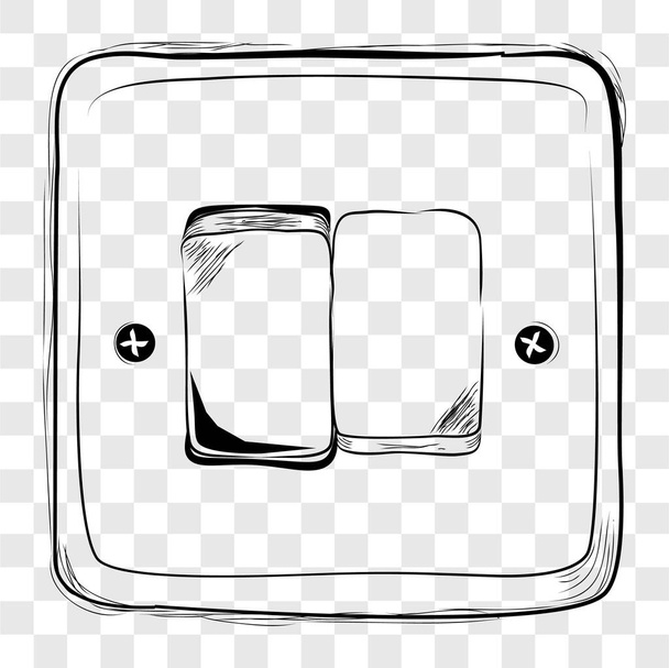 Dessin à la main simple vectoriel Doodle Croquis on off Electricity Switch at transparent effect Arrière-plan - Vecteur, image