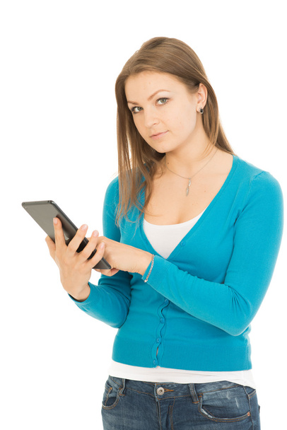 Beautiful woman with tablet - Foto, afbeelding
