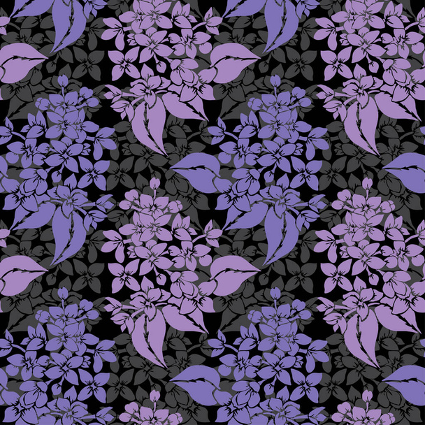 Elegant seamless pattern with lilac flowers, design elements. Floral  pattern for invitations, cards, print, gift wrap, manufacturing, textile, fabric, wallpapers - Wektor, obraz